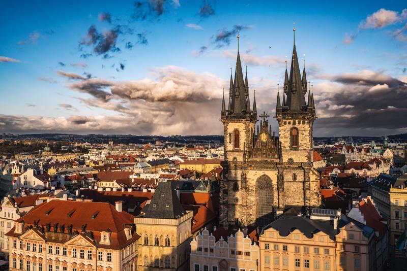 The Gothic-style church with majestic spires.