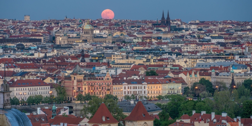 Blood Moonrise over Prague