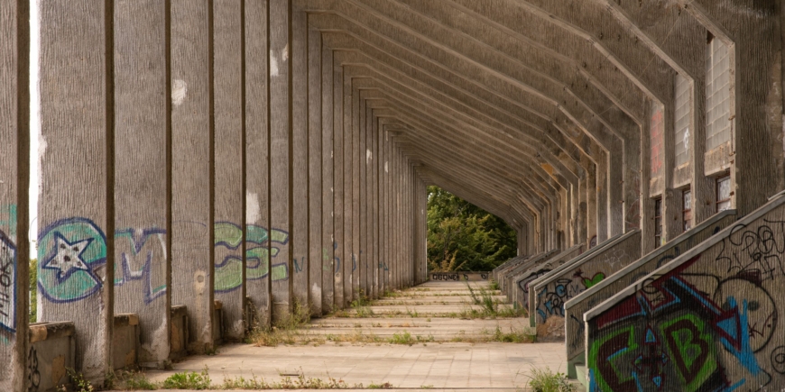 Concrete support structures of the Great Strahov Stadium