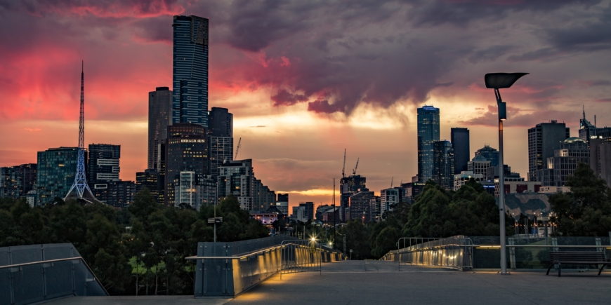 Fire in the sky over Melbourne