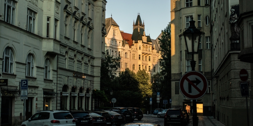 Late afternoon light casting shade in Prague