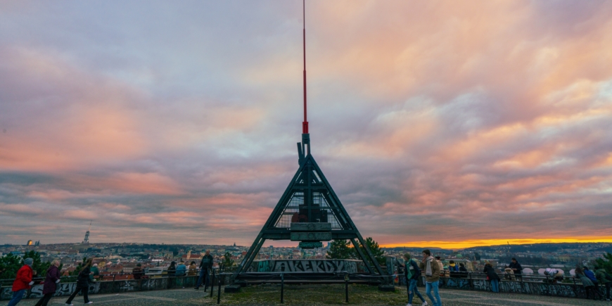 Prague Metronome on the top of Letna Park